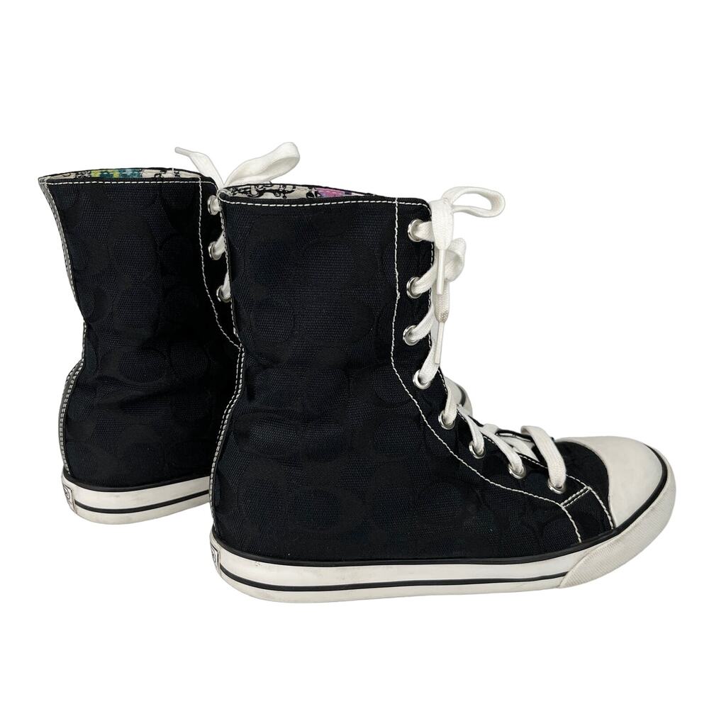 Coach Bonney Butterfly Black Hi Top Fold Over Sneakers 7 - Picture 13 of 14